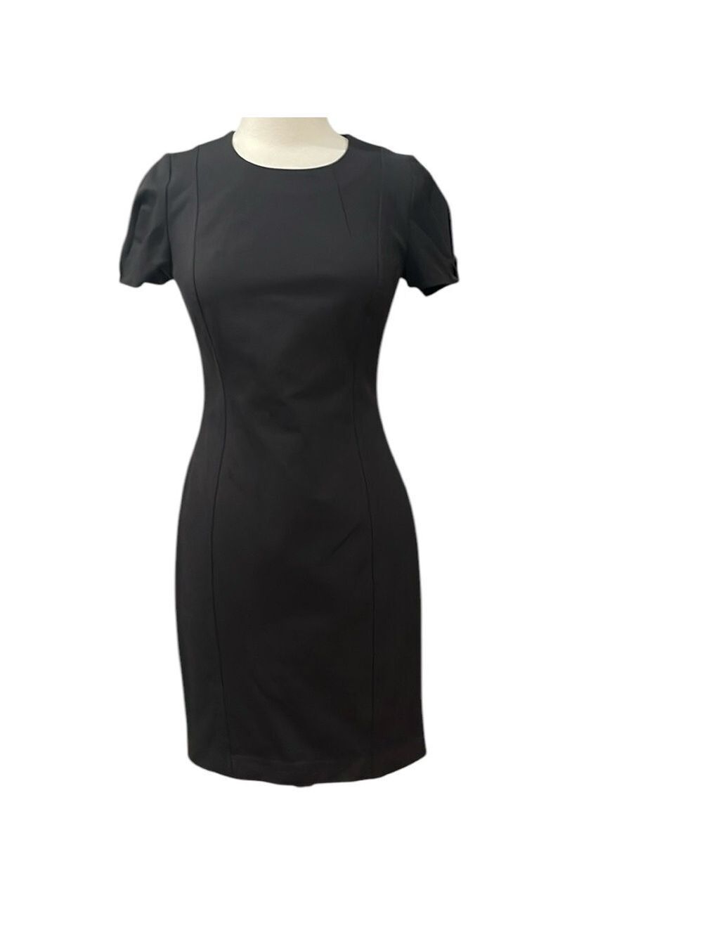 Banana Republic Short Puff Sleeve Stretch Chino Dress SZ 8 Black